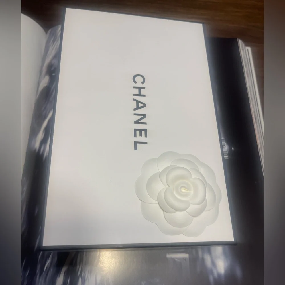 CHANEL White & Black Box with Camellia Accent